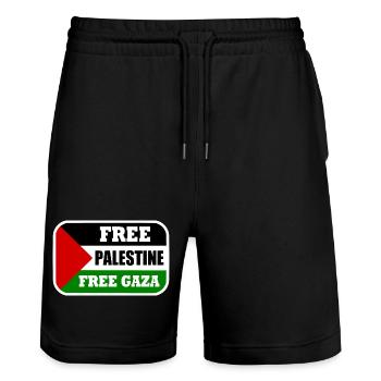 Free palestine free gaza - Stanley/Stella Trainer Unisex Organic Jogging Shorts - black - Front - Nik (191cm) & Marisol (170cm)