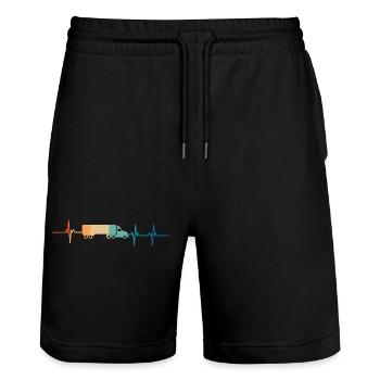 Heartbeat Truck - Stanley/Stella Unisex Bio Joggingshorts Trainer  - Schwarz - Vorne - Nik (191cm) & Marisol (170cm)