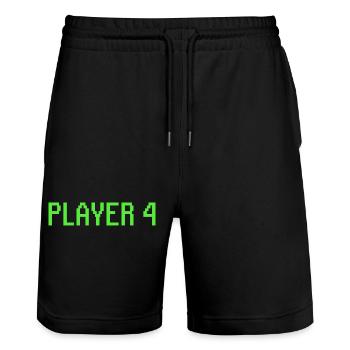 Player 4 Geschenk Gamer - Stanley/Stella Unisex Bio Joggingshorts Trainer  - Schwarz - Vorne - Nik (191cm) & Marisol (170cm)