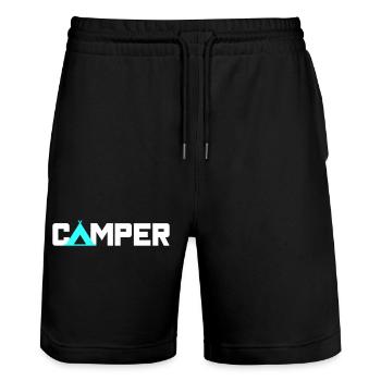 Tente de camping Tente de camping Caravane Camping-car d’extérieur - Short de jogging bio TRAINER Stanley/Stella unisexe - noir - Devant - Nik (191cm) & Marisol (170cm)