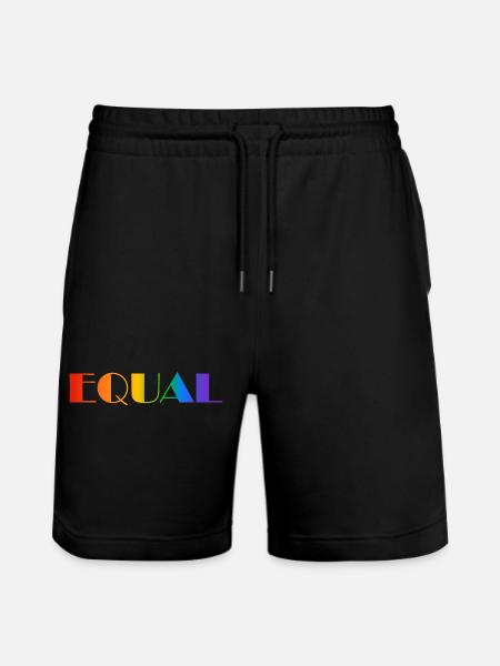 EQUAL RAINBOW TEXT - Stanley/Stella Trainer Unisex Organic Jogging Shorts - black