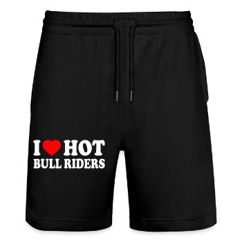 I love hot bull riders - Stanley/Stella Trainer Unisex Organic Jogging Shorts - black - Front - Nik (191cm) & Marisol (170cm)
