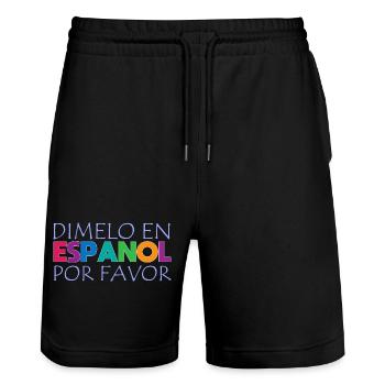 Spanisch Spanisch Lehrer Sprache - Stanley/Stella Unisex Bio Joggingshorts Trainer  - Schwarz - Vorne - Nik (191cm) & Marisol (170cm)