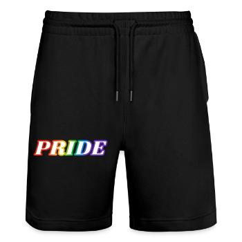 PRIDE rainbow LGBTQ gay - Stanley/Stella Trainer Unisex Organic Jogging Shorts - black - Front - Nik (191cm) & Marisol (170cm)