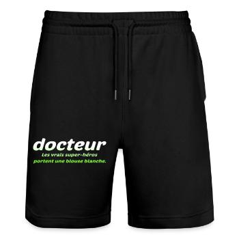 Arzt, Arzt, Krankenschwester, Gesundheit und weißer Kittel - Stanley/Stella Unisex Bio Joggingshorts Trainer  - Schwarz - Vorne - Nik (191cm) & Marisol (170cm)