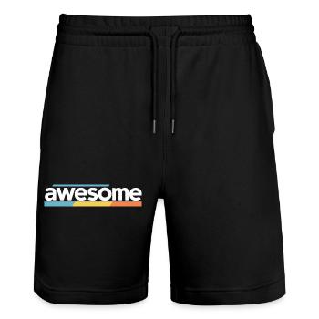 Awesome Typography Design - Stanley/Stella Trainer Unisex Organic Jogging Shorts - black - Front - Nik (191cm) & Marisol (170cm)