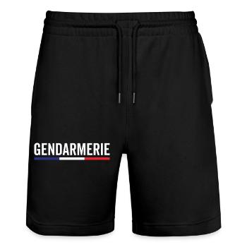 Gendarmerie Frankreich detailliertes Emblem - Stanley/Stella Unisex Bio Joggingshorts Trainer  - Schwarz - Vorne - Nik (191cm) & Marisol (170cm)
