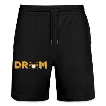 Trommeltypografie mit Schlagzeug-Ikone - Stanley/Stella Unisex Bio Joggingshorts Trainer  - Schwarz - Vorne - Nik (191cm) & Marisol (170cm)