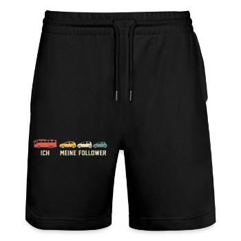 Busfahrer Und Meine Follower - Stanley/Stella Unisex Bio Joggingshorts Trainer  - Schwarz - Vorne - Nik (191cm) & Marisol (170cm)