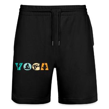 Yoga - Stanley/Stella Trainer Unisex Organic Jogging Shorts - black - Front - Nik (191cm) & Marisol (170cm)