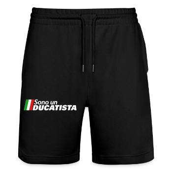 SONO UN DUCATISTA - Motorrad Italien - Stanley/Stella Unisex Bio Joggingshorts Trainer  - Schwarz - Vorne - Nik (191cm) & Marisol (170cm)