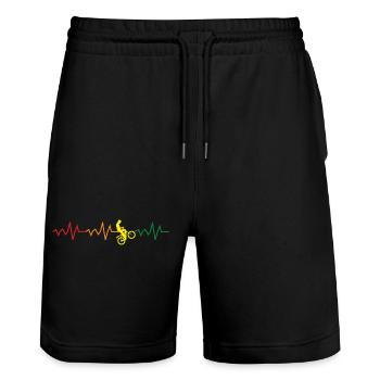 Radball Radballspieler Herzschlag - Stanley/Stella Unisex Bio Joggingshorts Trainer  - Schwarz - Vorne - Nik (191cm) & Marisol (170cm)