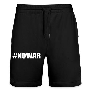 No war - Short de jogging bio TRAINER Stanley/Stella unisexe - noir - Devant - Nik (191cm) & Marisol (170cm)