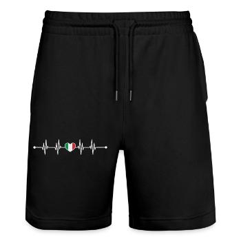 Drapeau italien Heartbeat Design - Short de jogging bio TRAINER Stanley/Stella unisexe - noir - Devant - Nik (191cm) & Marisol (170cm)