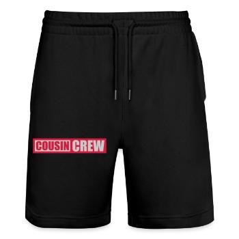 Grand-père de l’équipe Cousin Crew - Short de jogging bio TRAINER Stanley/Stella unisexe - noir - Devant - Nik (191cm) & Marisol (170cm)