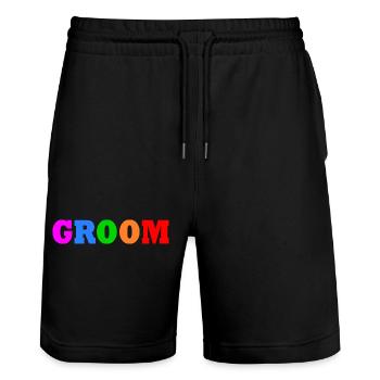Groom - Stanley/Stella Trainer Unisex Organic Jogging Shorts - black - Front - Nik (191cm) & Marisol (170cm)