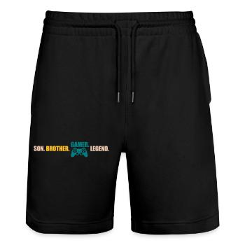 son brother gamer legend - Stanley/Stella Unisex Bio Joggingshorts Trainer  - Schwarz - Vorne - Nik (191cm) & Marisol (170cm)