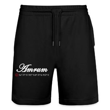 Amrum Koordinaten - Stanley/Stella Unisex Bio Joggingshorts Trainer  - Schwarz - Vorne - Nik (191cm) & Marisol (170cm)