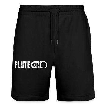 Flute music - Stanley/Stella Trainer Unisex Organic Jogging Shorts - black - Front - Nik (191cm) & Marisol (170cm)