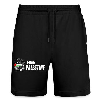 Free palestine - Short de jogging bio TRAINER Stanley/Stella unisexe - noir - Devant - Nik (191cm) & Marisol (170cm)