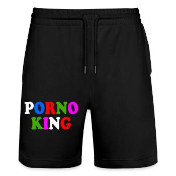 Porno king - Stanley/Stella Unisex Bio Joggingshorts Trainer  - Schwarz - Vorne - Nik (191cm) & Marisol (170cm)
