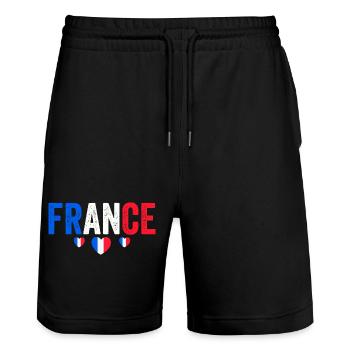 Frankreich | Ich liebe Frankreich | Das Herz Frankreichs - Stanley/Stella Unisex Bio Joggingshorts Trainer  - Schwarz - Vorne - Nik (191cm) & Marisol (170cm)