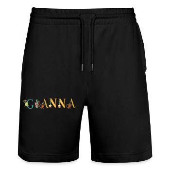 GIANNA Namenskunst mit Blumen bestickt - Stanley/Stella Unisex Bio Joggingshorts Trainer  - Schwarz - Vorne - Nik (191cm) & Marisol (170cm)