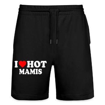 I love hot mamis - Stanley/Stella Unisex Bio Joggingshorts Trainer  - Schwarz - Vorne - Nik (191cm) & Marisol (170cm)