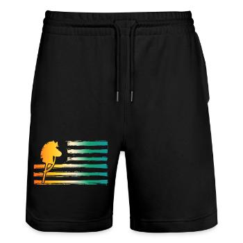 Steckenpferd Hobby Horsing - Stanley/Stella Unisex Bio Joggingshorts Trainer  - Schwarz - Vorne - Nik (191cm) & Marisol (170cm)