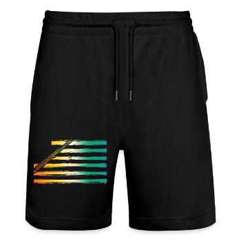 Flute player - Stanley/Stella Trainer Unisex Organic Jogging Shorts - black - Front - Nik (191cm) & Marisol (170cm)
