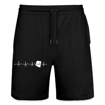 Hergestellt in Arizona State Love Roots Hergestellt in den USA - Stanley/Stella Unisex Bio Joggingshorts Trainer  - Schwarz - Vorne - Nik (191cm) & Marisol (170cm)
