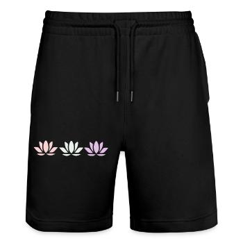 Lotus Flower Lotus Flower Violet Flower Flower Yoga - Stanley/Stella Trainer Unisex Organic Jogging Shorts - black - Front - Nik (191cm) & Marisol (170cm)
