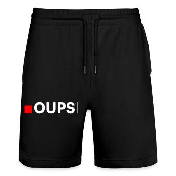 UPS | Minimalistische, lustige Reaktion - Stanley/Stella Unisex Bio Joggingshorts Trainer  - Schwarz - Vorne - Nik (191cm) & Marisol (170cm)