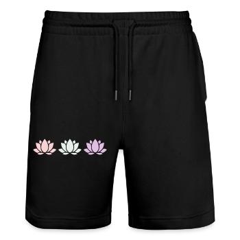 Lotus Flower Lotus Flower Flower Pastel Flower Yoga - Stanley/Stella Trainer Unisex Organic Jogging Shorts - black - Front - Nik (191cm) & Marisol (170cm)