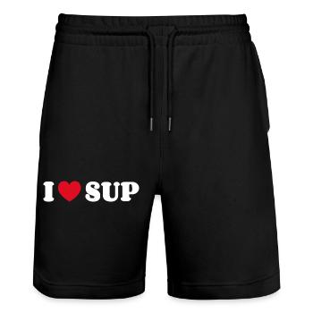 J’adore le paddle debout SUP, le paddle debout - Short de jogging bio TRAINER Stanley/Stella unisexe - noir - Devant - Nik (191cm) & Marisol (170cm)