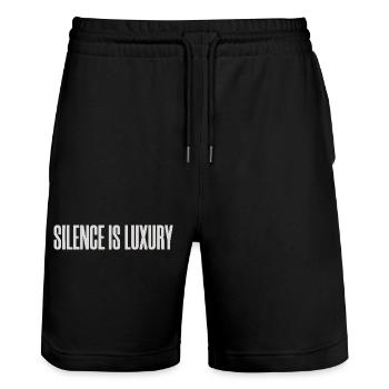 Minimalist Premium Typography Design  - Stanley/Stella Trainer Unisex Organic Jogging Shorts - black - Front - Nik (191cm) & Marisol (170cm)