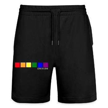 Love is Love LGBT Gay Pride Liebe Ist Liebe - Stanley/Stella Trainer Unisex Organic Jogging Shorts - black - Front - Nik (191cm) & Marisol (170cm)