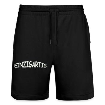 einzigartig- - Stanley/Stella Unisex Bio Joggingshorts Trainer  - Schwarz - Vorne - Nik (191cm) & Marisol (170cm)