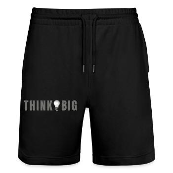 Think big - Glühbirne Motiv & Schriftzug - Stanley/Stella Unisex Bio Joggingshorts Trainer  - Schwarz - Vorne - Nik (191cm) & Marisol (170cm)