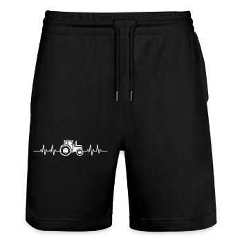 Landwirtschaft Traktor Herzschlag Bauer Trekker - Stanley/Stella Unisex Bio Joggingshorts Trainer  - Schwarz - Vorne - Nik (191cm) & Marisol (170cm)