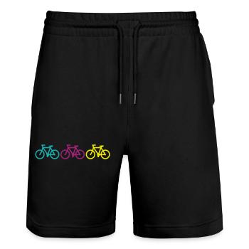 three bikes - Stanley/Stella Unisex Bio Joggingshorts Trainer  - Schwarz - Vorne - Nik (191cm) & Marisol (170cm)