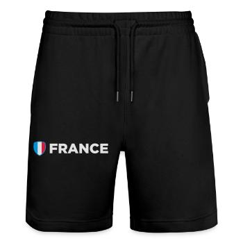 National Flag Of France - Stanley/Stella Trainer Unisex Organic Jogging Shorts - black - Front - Nik (191cm) & Marisol (170cm)