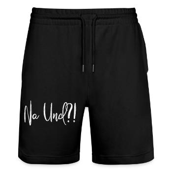 Na Und?! - Stanley/Stella Unisex Bio Joggingshorts Trainer  - Schwarz - Vorne - Nik (191cm) & Marisol (170cm)