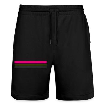 T-shirt features colors pink green gray gift idea - Stanley/Stella Trainer Unisex Organic Jogging Shorts - black - Front - Nik (191cm) & Marisol (170cm)