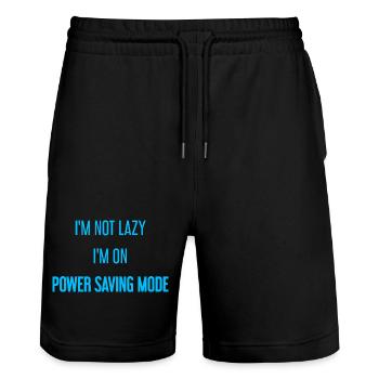I'm not lazy, I'm in power saving mode! - Stanley/Stella Trainer Unisex Organic Jogging Shorts - black - Front - Nik (191cm) & Marisol (170cm)