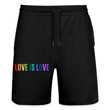 L’AMOUR EST L’AMOUR - Short de jogging bio TRAINER Stanley/Stella unisexe - noir - Devant - Nik (191cm) & Marisol (170cm)