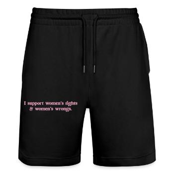 I Support Womens Rights and Wrongs Groovy Feminist - Stanley/Stella Trainer Unisex Organic Jogging Shorts - black - Front - Nik (191cm) & Marisol (170cm)