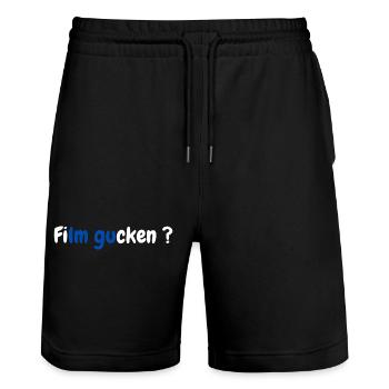 Film gucken? Bunte Kino-Typo Kollektion - Stanley/Stella Unisex Bio Joggingshorts Trainer  - Schwarz - Vorne - Nik (191cm) & Marisol (170cm)