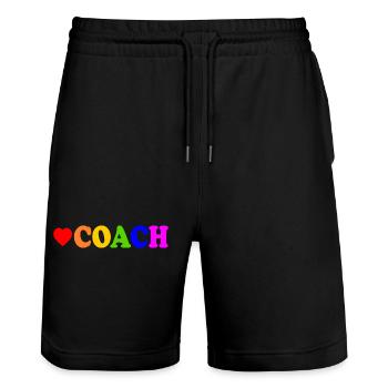 Coach - Stanley/Stella Trainer Unisex Organic Jogging Shorts - black - Front - Nik (191cm) & Marisol (170cm)