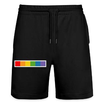 LGBT CSD Shirt rainbow weiss - Stanley/Stella Unisex Bio Joggingshorts Trainer  - Schwarz - Vorne - Nik (191cm) & Marisol (170cm)